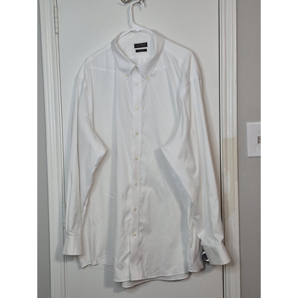 Lauren Ralph Lauren Men Dress Shirt 20 36/37 Tall Fit White Stretch Minimalist